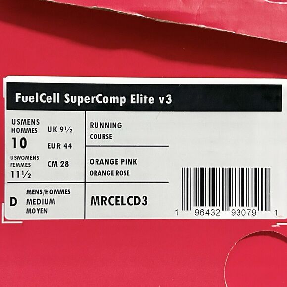 New Balance FuelCell SuperComp Elite v3 Men’s Size 10-12 Orange Running Shoes - Picture 8 of 9